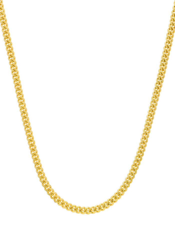 10K Yellow Gold Miami Cuban Chain Necklace with Lobster Lock - 24 Inch - by Dazyle