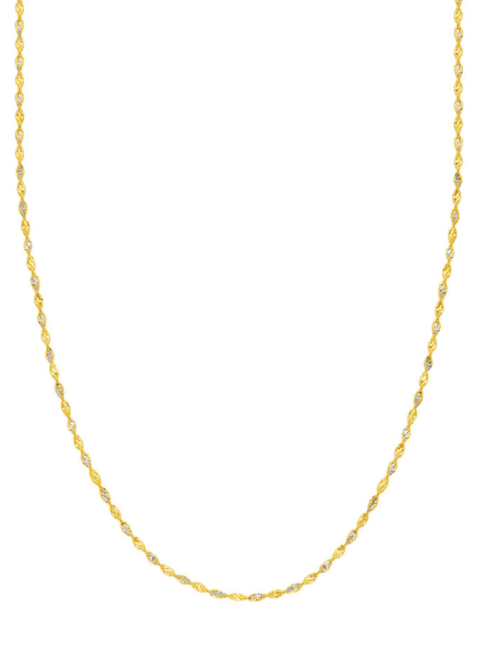 Two Tone Dorica Chain - 14K Yellow & White Gold 10 Inch - by Dazyle