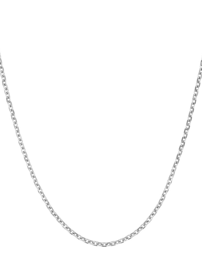 14K White Gold Diamond-Cut Cable Chain Necklace with Lobster Lock - 1.05mm Adjustable - by Dazyle