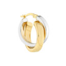 Two-Tone Criss-Cross Hoop Earrings - 15mm - 14K Yellow & White Gold - by Dazyle