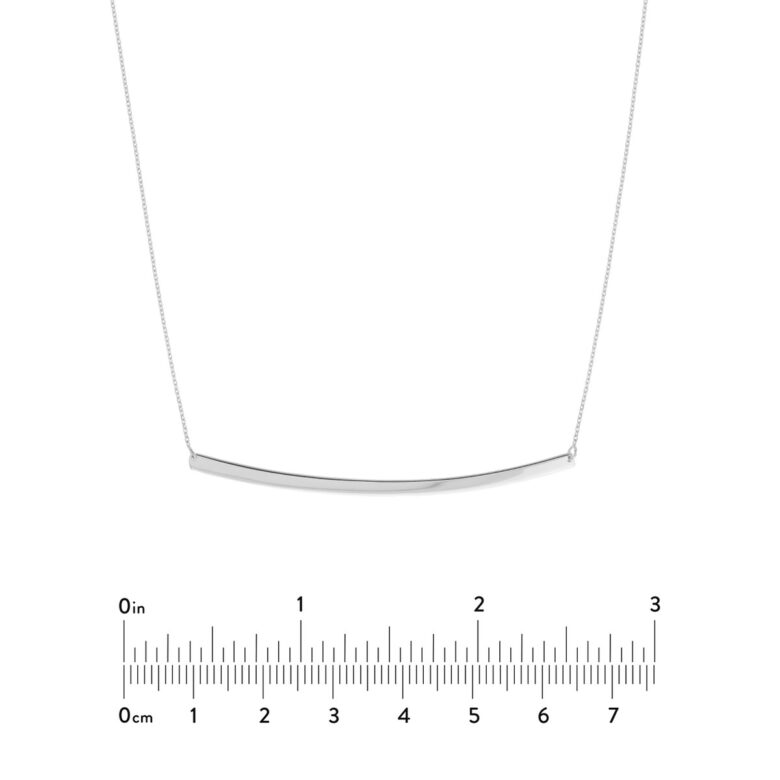 Thin Curved Bar Necklace - 14K White Gold - Adjustable - Cable Chain - by Dazyle - Image 4
