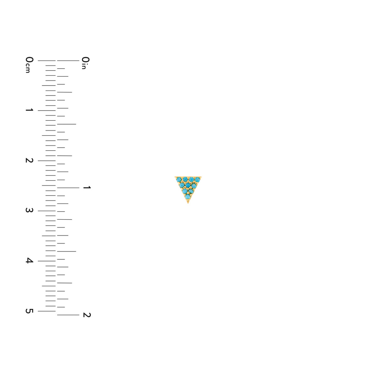 Simulated Turquoise Triangle Stud Earrings - 14K Yellow Gold - by Dazyle - Image 4