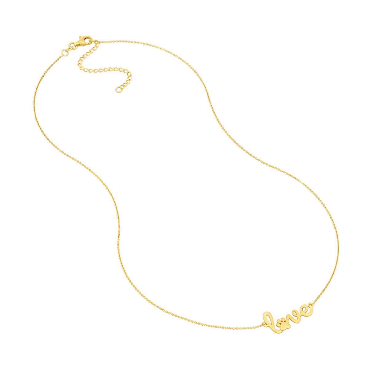 Love Paw Print Adjustable Necklace - 14K Yellow Gold 16-18 Inches - by Dazyle - Image 4