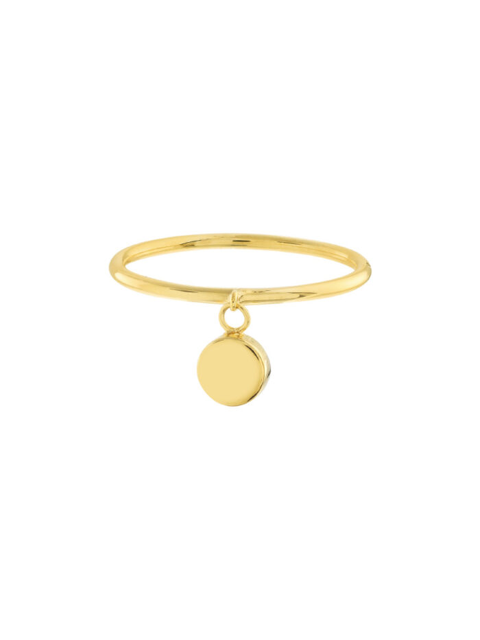Dangle Disc Wire Ring - 14K Yellow Gold - by Dazyle
