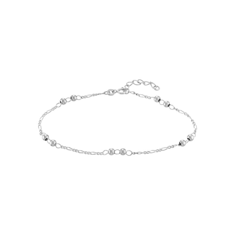 Sterling Silver Adjustable Anklet with Figaro Chain - Sterling Silver - 9 to 10 inches - by Dazyle