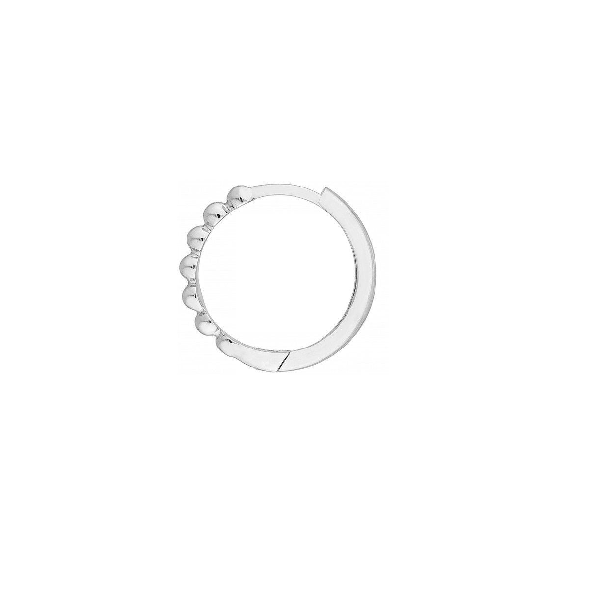 Beaded Huggie Hoop Earrings - 14K White Gold - by Dazyle - Image 2