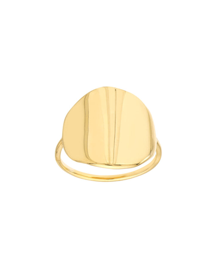 Organic Shape Round Ring - 14K Yellow Gold - by Dazyle