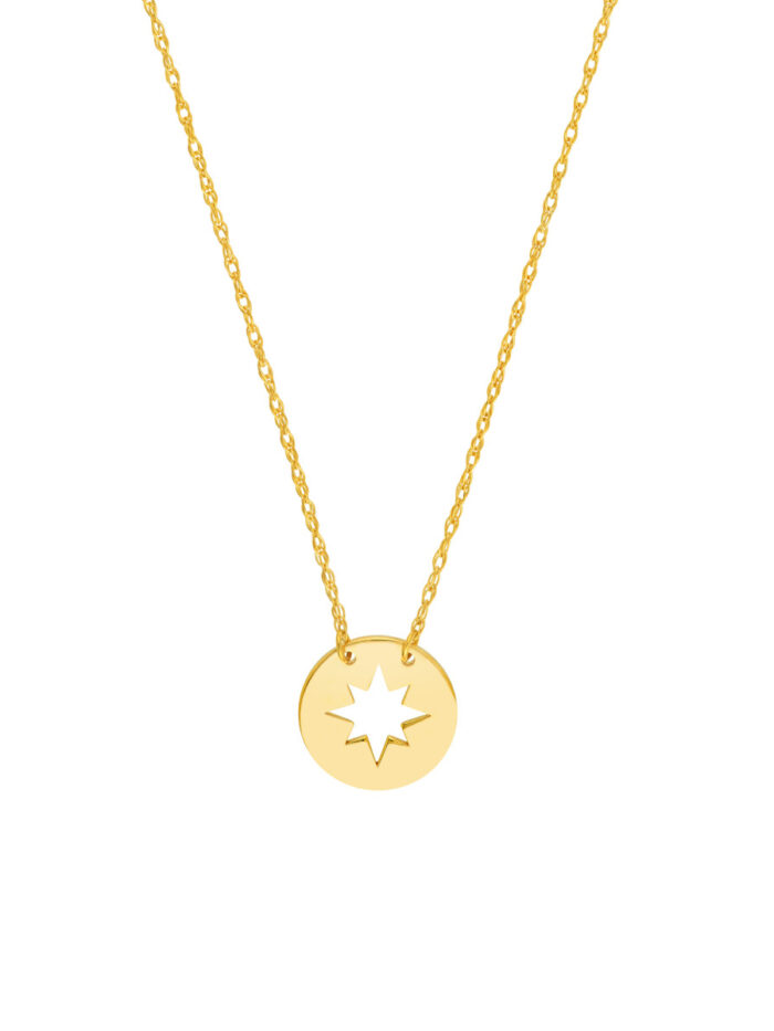 Star Necklace - 14K Yellow Gold Adjustable Cable Chain - by Dazyle