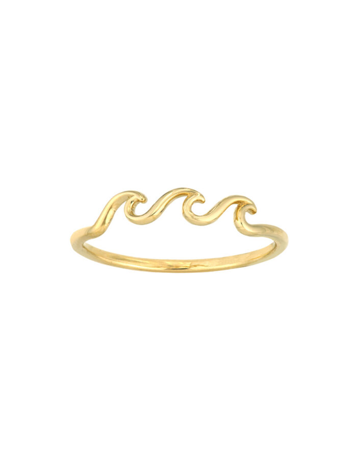 Triple Wave Ring 14K Yellow Gold Statement Ring - by Dazyle