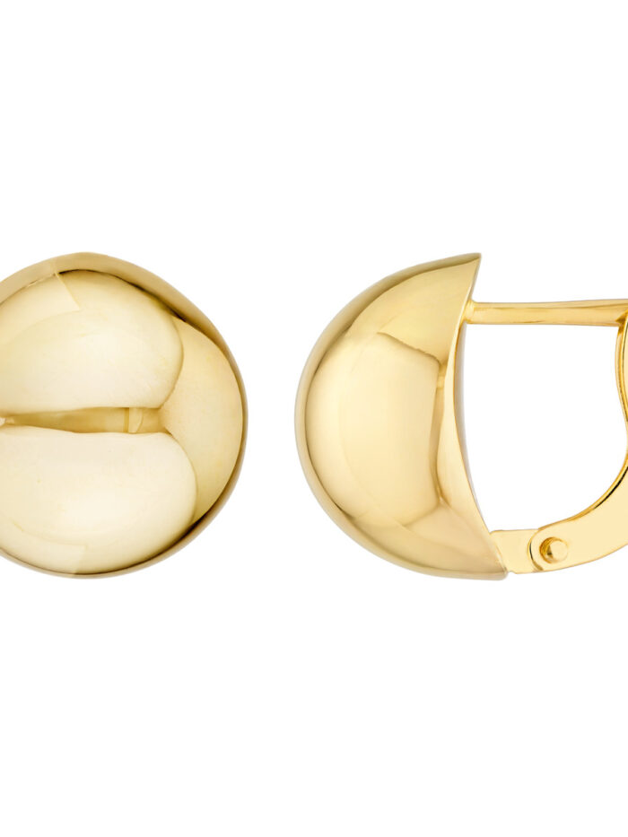 Polished Button Earrings | 14K Yellow Gold | Omega Back | Elegant Earrings - 14K Yellow Gold