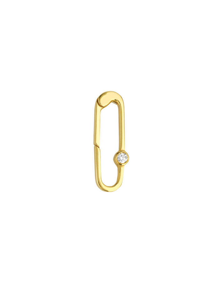 14K Yellow Gold Diamond Push Lock - 1/20tcw - for Chains - by Dazyle