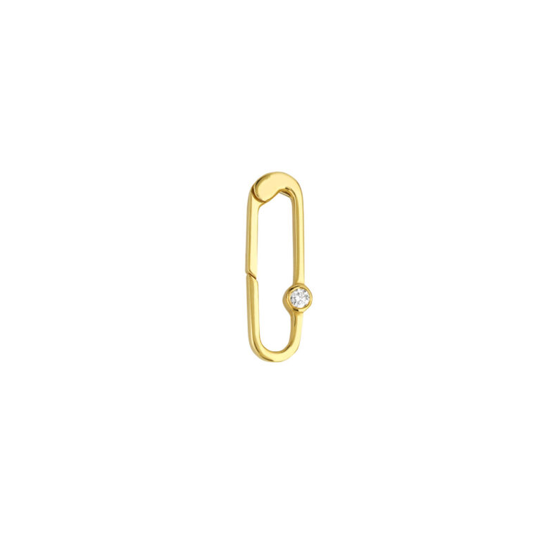 14K Yellow Gold Diamond Push Lock - 1/20tcw - for Chains - by Dazyle
