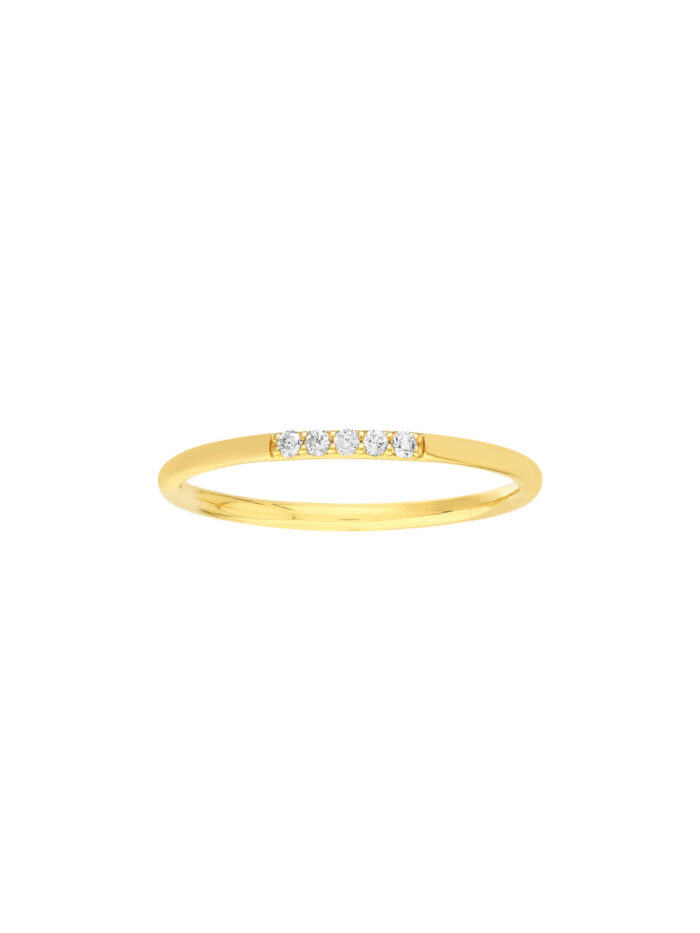 Diamond Center Polished Band Ring - 14K Yellow Gold - by Dazyle