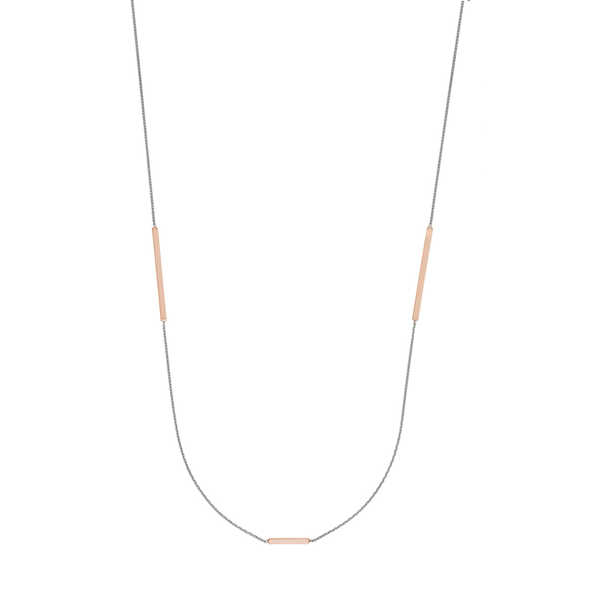 Long and Lovely Rose/White Bead Necklace | 36 Inch | Cable Chain - Sterling Silver - by Dazyle