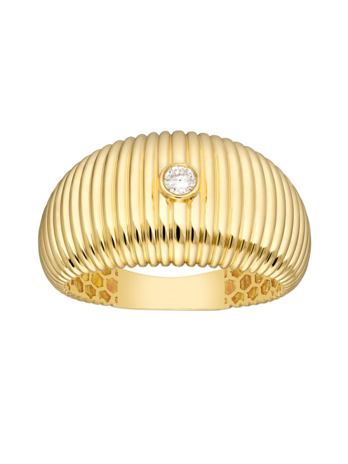 1/20tcw Diamond Small Shrimp Ring - 14K Yellow Gold - Sizes 6, 7, 8 - by Dazyle