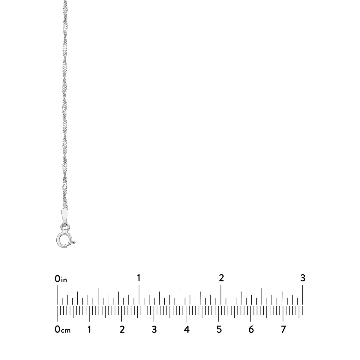 10K White Gold Singapore Chain with Spring Ring Closure - 1.4mm Width 16 Inch - by Dazyle - Image 5