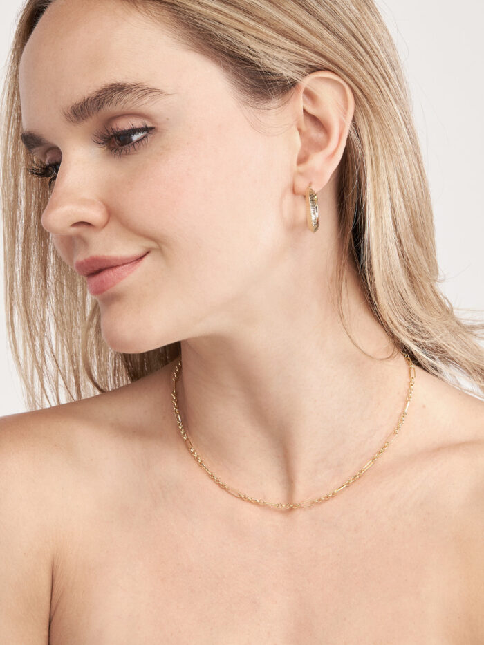 Adjustable 6+1 Rolo Paper Clip Choker - 14K Yellow Gold - by Dazyle