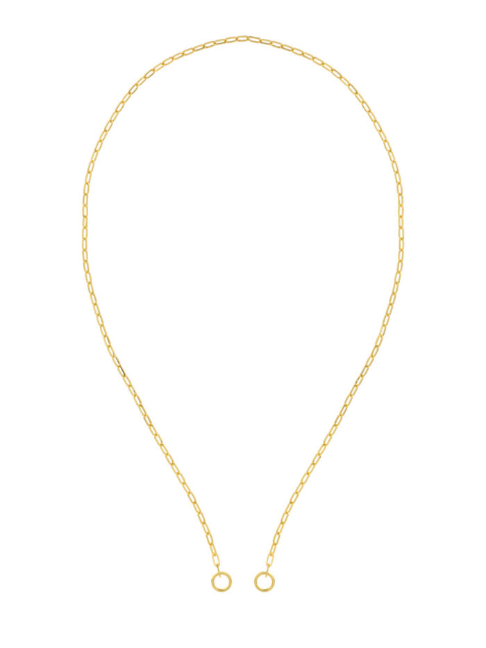 2.5mm Open Paperclip Split Chain Necklace - 14K Yellow Gold 20 Inch - by Dazyle