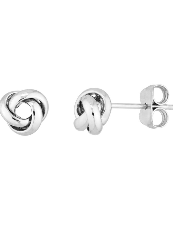 Sterling Silver Love Knot Earrings - Rhodium Plated Post & Nut Closure - by Dazyle