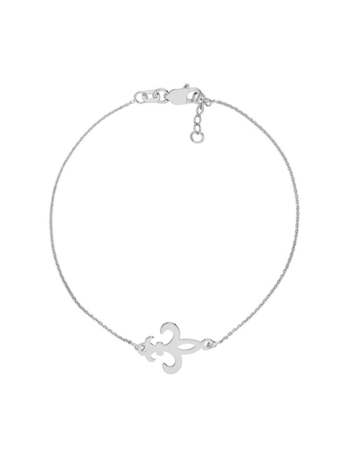 Sterling Silver Fleur-De-Lis Adjustable Bracelet - Rhodium Plated - by Dazyle