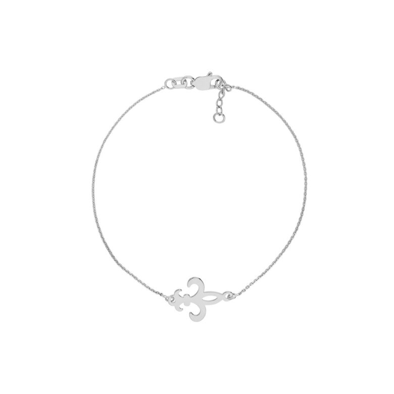 Sterling Silver Fleur-De-Lis Adjustable Bracelet - Rhodium Plated - by Dazyle