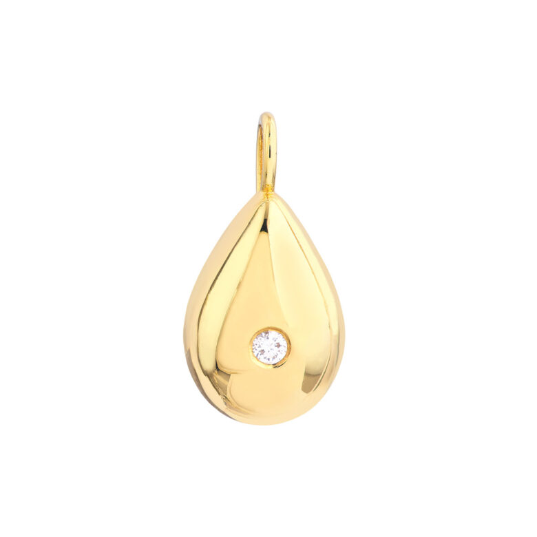 Pear Shaped Diamond Charm - 14K Yellow Gold - Bead Charm - by Dazyle