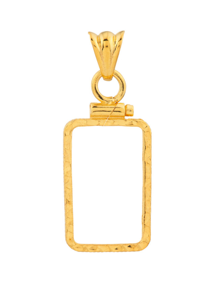 14K Yellow Gold Screw Top Coin Bezel - Pamp Suisse Lady Fortuna Diamond Cut - Pendant - by Dazyle