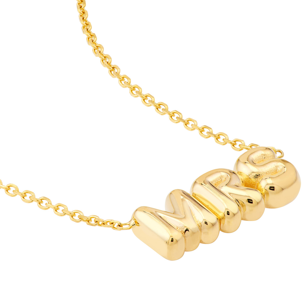 Puff Mrs Adjustable Necklace with Pear Shape Lock - 14K Yellow Gold - 18 Inches - by Dazyle - Image 3