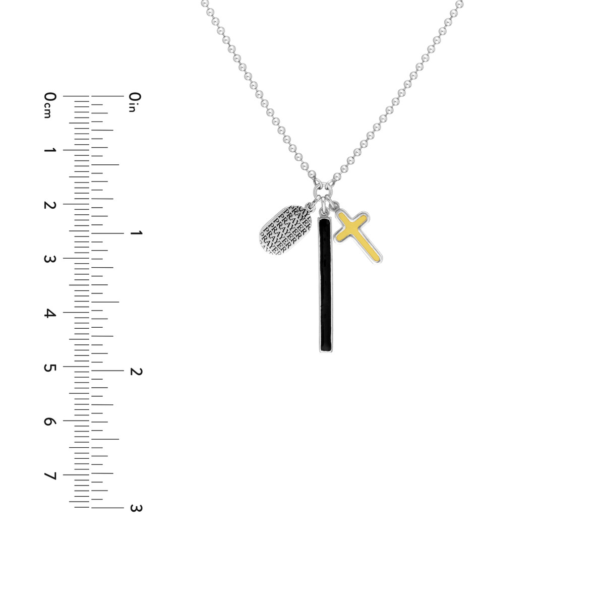 Yellow Gold Plated Sterling Silver Enamel Bar with Cross Charm Necklace - Adjustable - 20 Inch - by Dazyle - Image 5