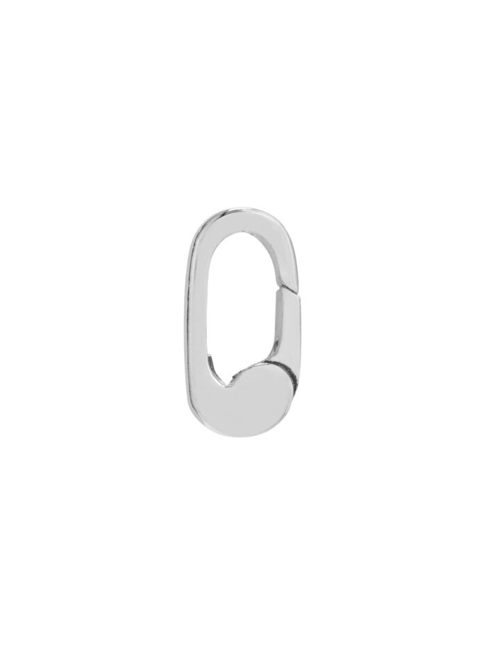 Mini Oval Push Lock Clasp - 14K White Gold - by Dazyle