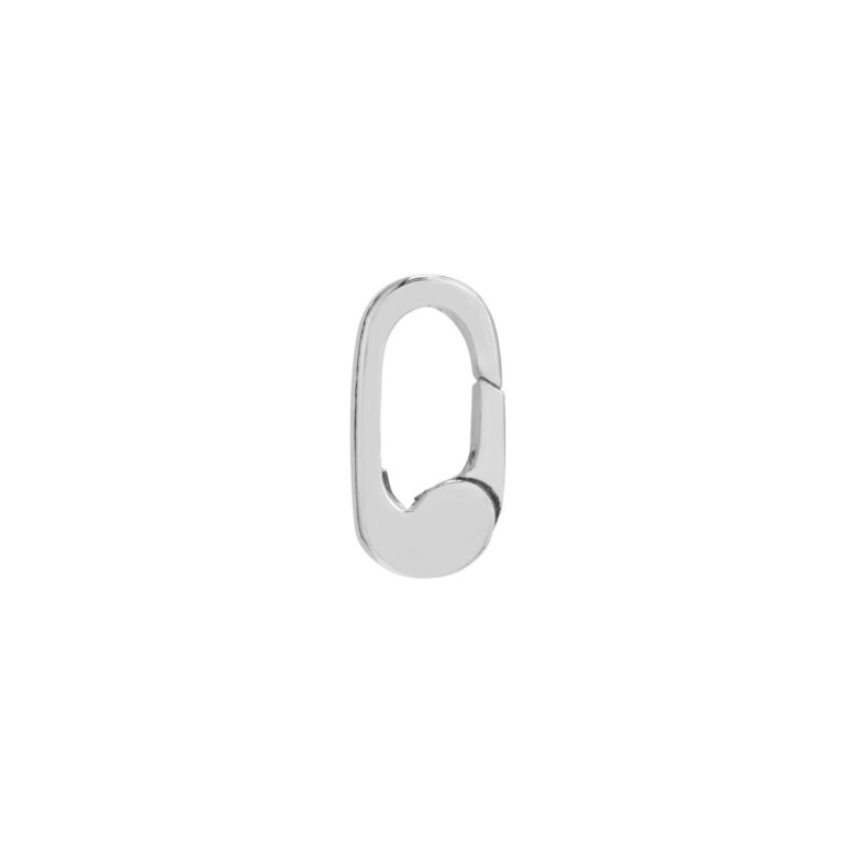 Mini Oval Push Lock Clasp - 14K White Gold - by Dazyle