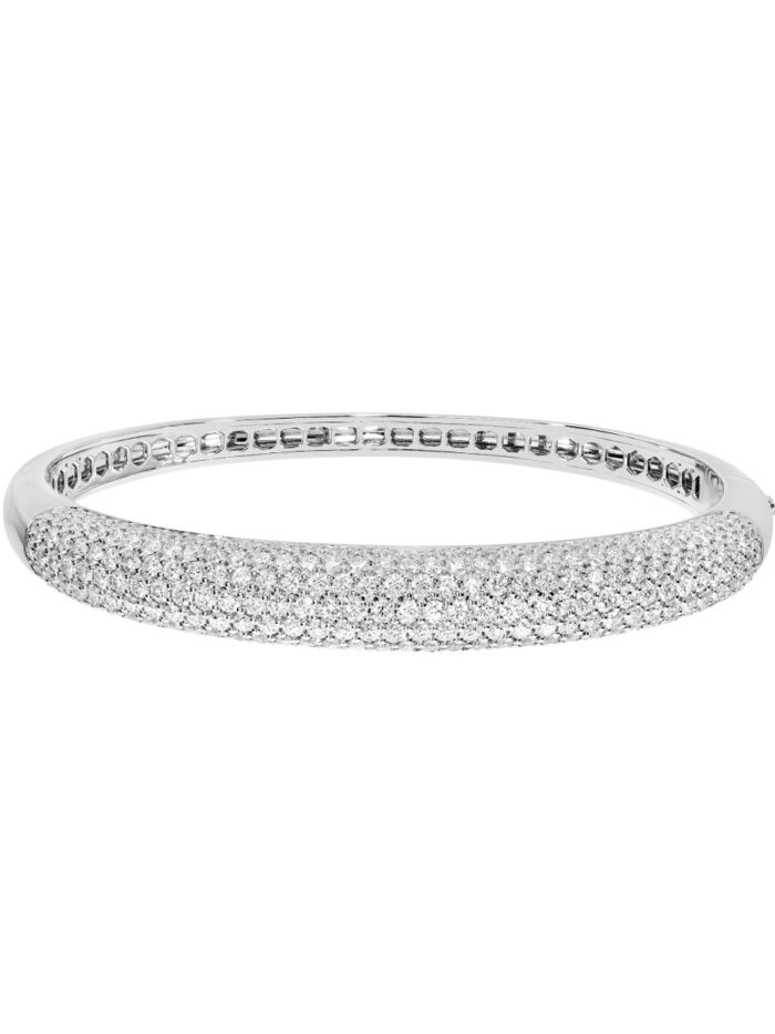 Diamond Pave Bangle (5-3/8tcw) - 14K White Gold - by Dazyle
