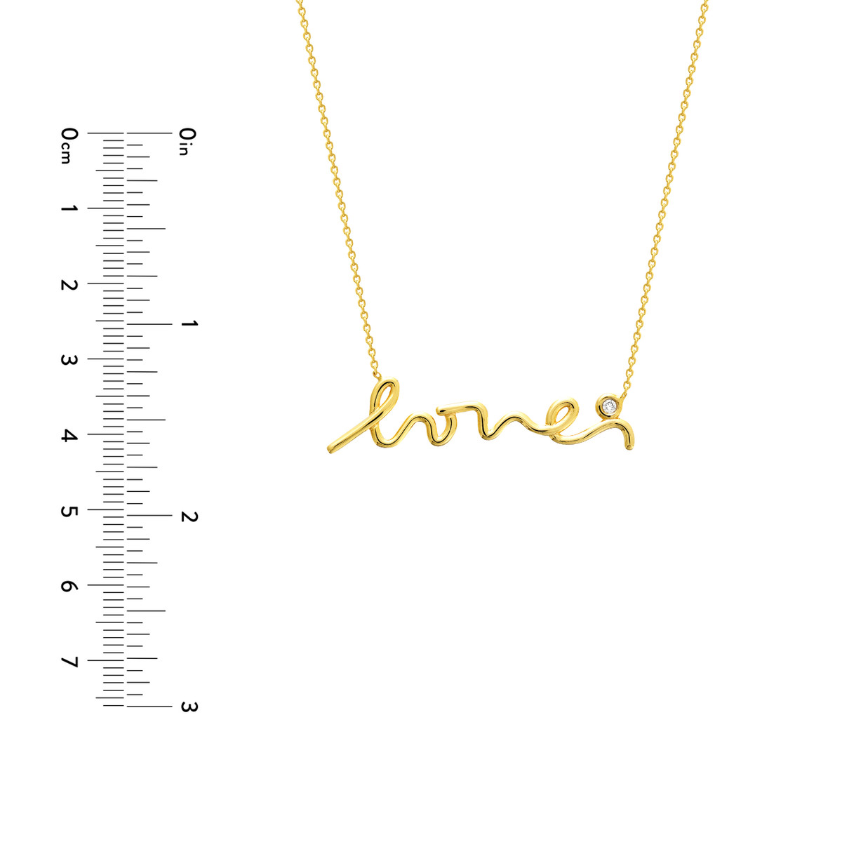 Cursive Love Diamond Adjustable Necklace - 14K Yellow Gold 16-18 Inch - by Dazyle - Image 4