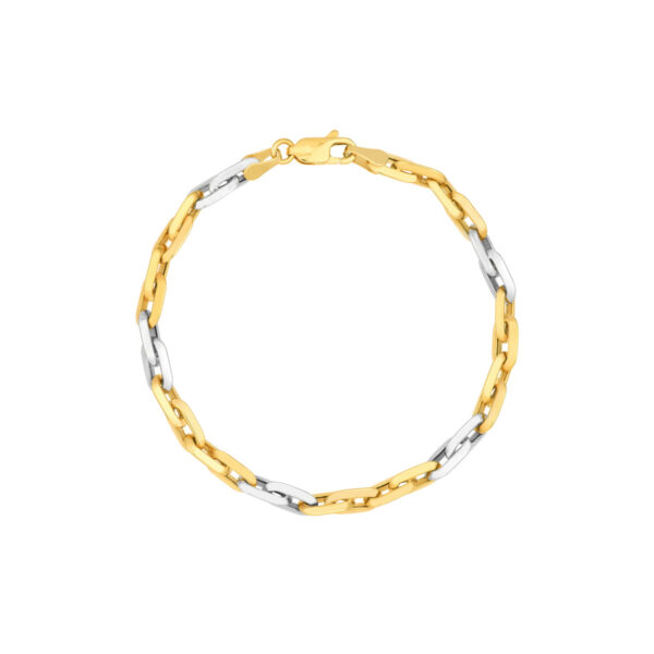 Two-Tone Gold Geometric Rectangle Link Bracelet - 7.25 Inches Lobster Clasp - by Dazyle