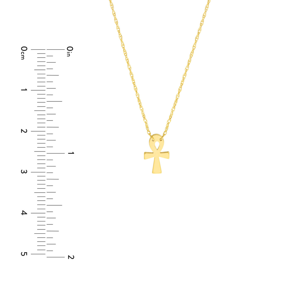 Mini Ankh Adjustable Necklace - 14K Yellow Gold - 18 Inch - by Dazyle - Image 5
