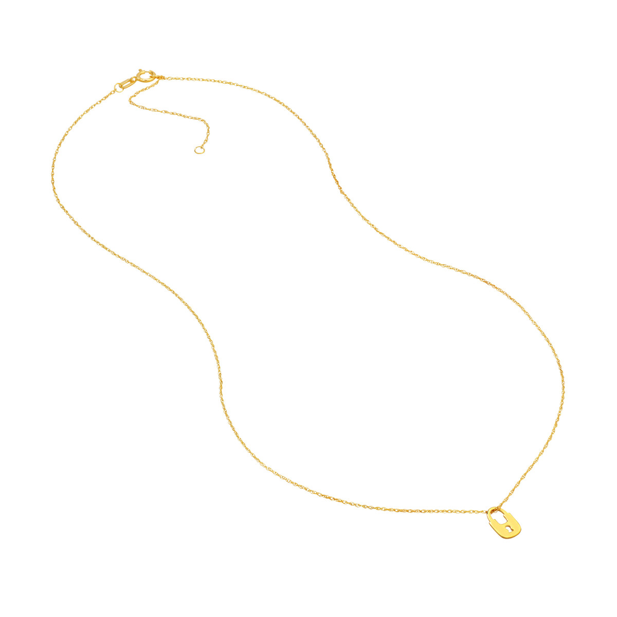 14K Yellow Gold Mini Lock Adjustable Necklace - 18 Inches - by Dazyle - Image 3