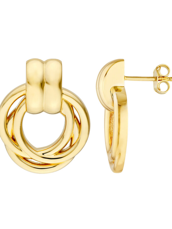 Polished Triple Hoop Dangle Earrings - 14K Yellow Gold - - by Dazyle