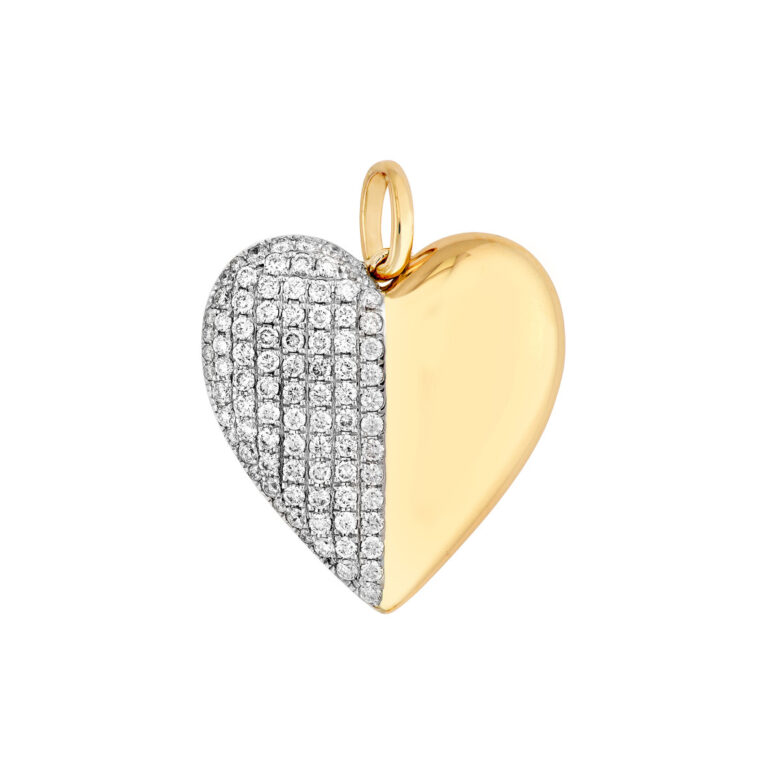 50/50 Diamond Heart Pendant 14K Yellow & White Gold 3/4tcw Cable Chain - 14K Yellow & White Gold - by Dazyle