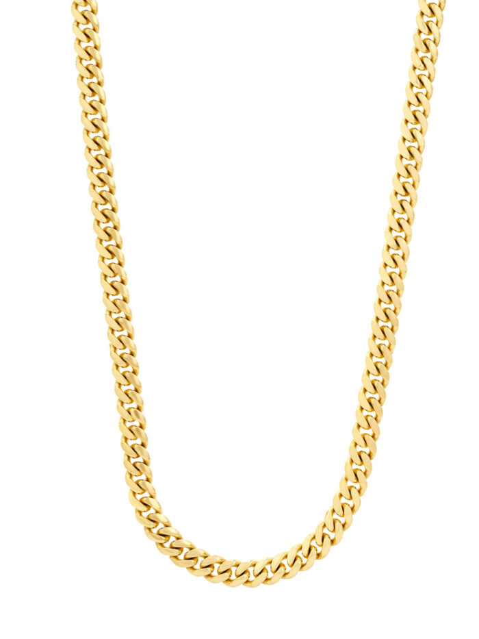 8.10mm Miami Cuban Chain with Lobster Lock - 14K Yellow Gold - 9.0 inches - by Dazyle
