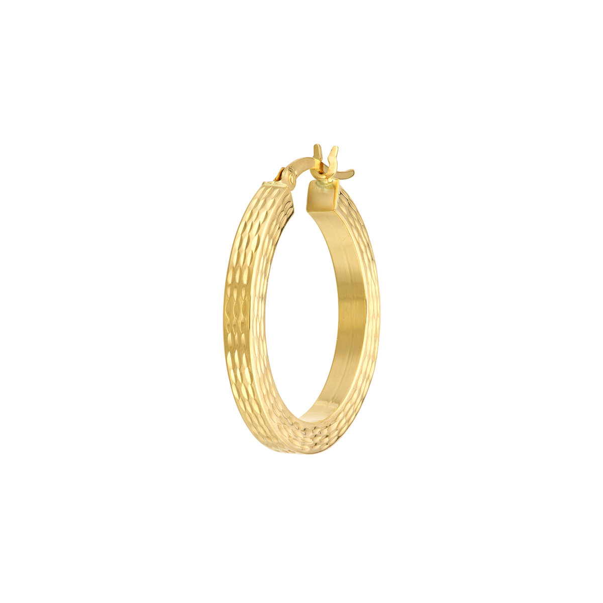 Diamond-Cut Square 14K Yellow Gold Hoop Earrings - 25mm - by Dazyle - Image 3