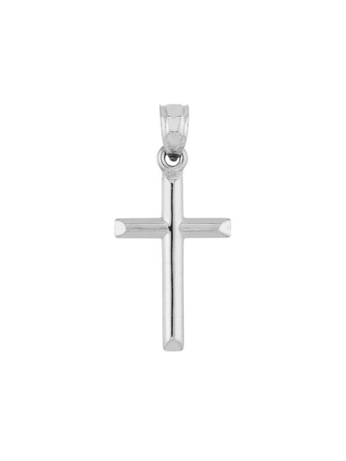 Basic HP Bar Cross Pendant - 14K White Gold - by Dazyle