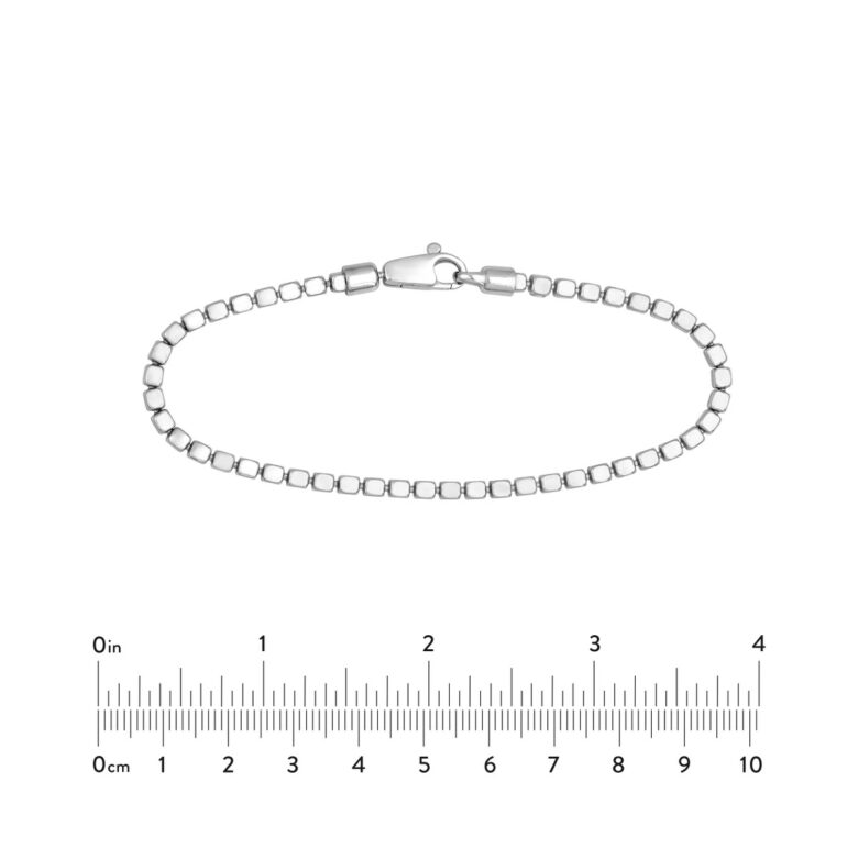 Sterling Silver 2.86mm Cube Chain Bracelet - Sterling Silver - 8 Inches - by Dazyle - Image 4