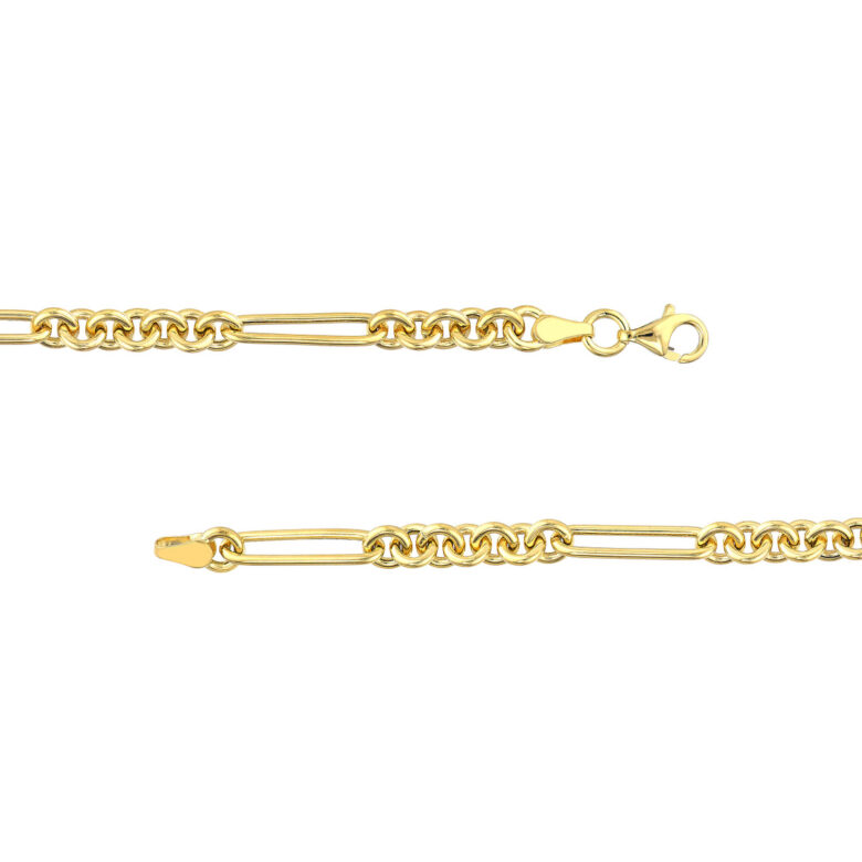 14K Yellow Gold 7+1 Round Paper Clip Chain with Pear Lock - 16 Inch - by Dazyle - Image 5