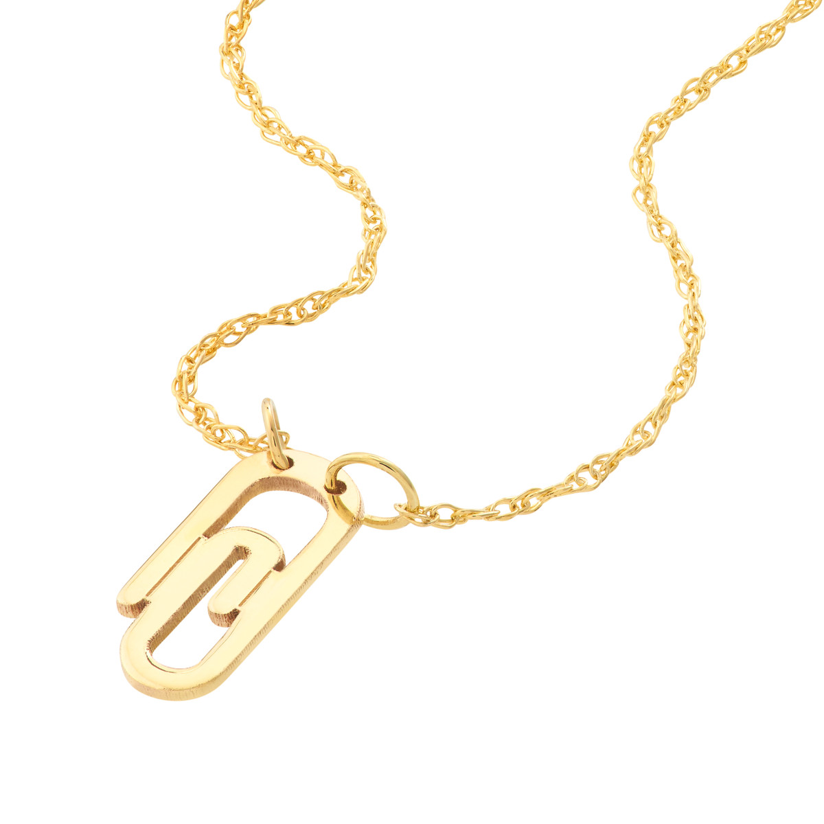 Paper Clip Necklace - 14K Yellow Gold Adjustable 16 to 18 inches - by Dazyle - Image 2