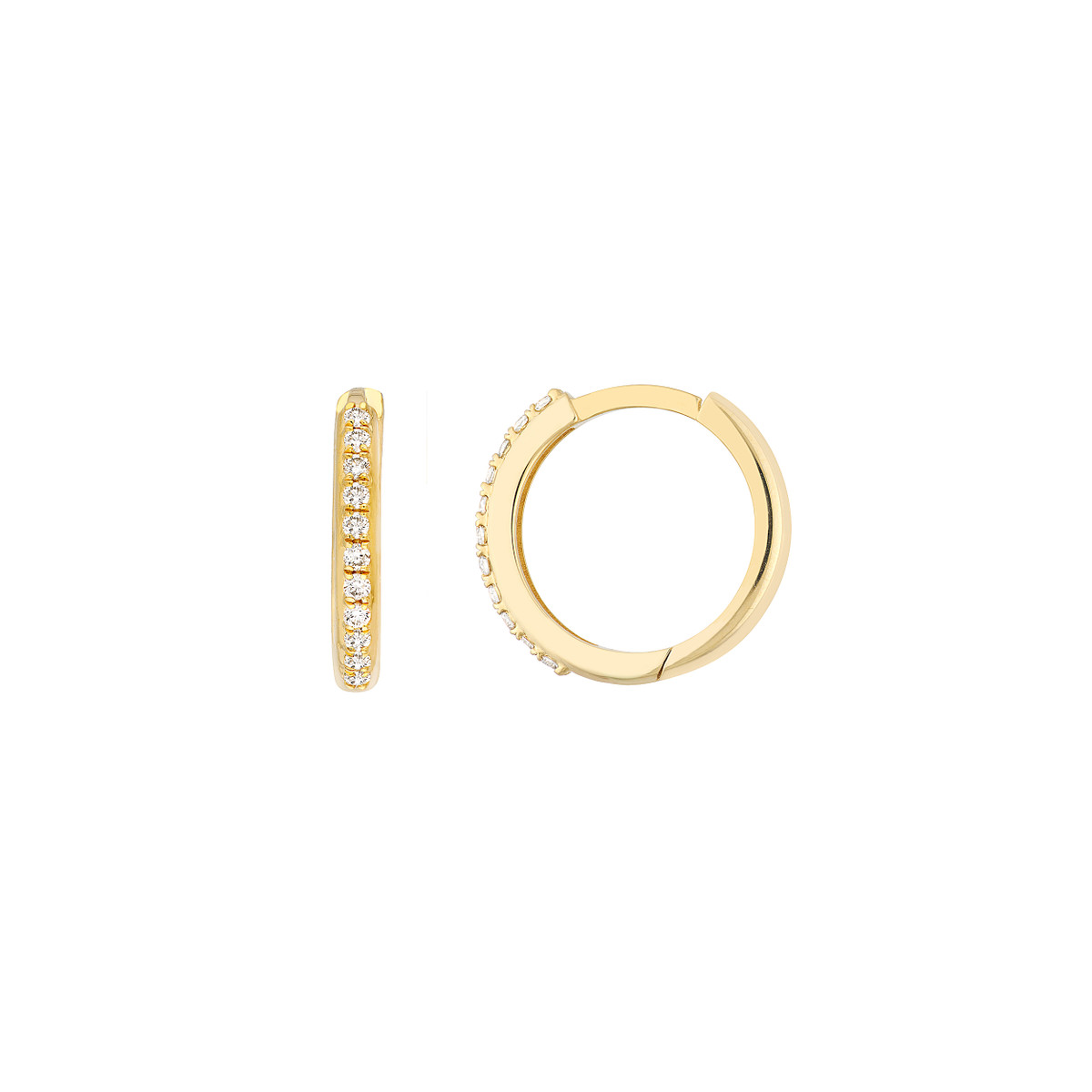 1/6tcw Diamond Huggie Earrings - 14K Yellow Gold - by Dazyle