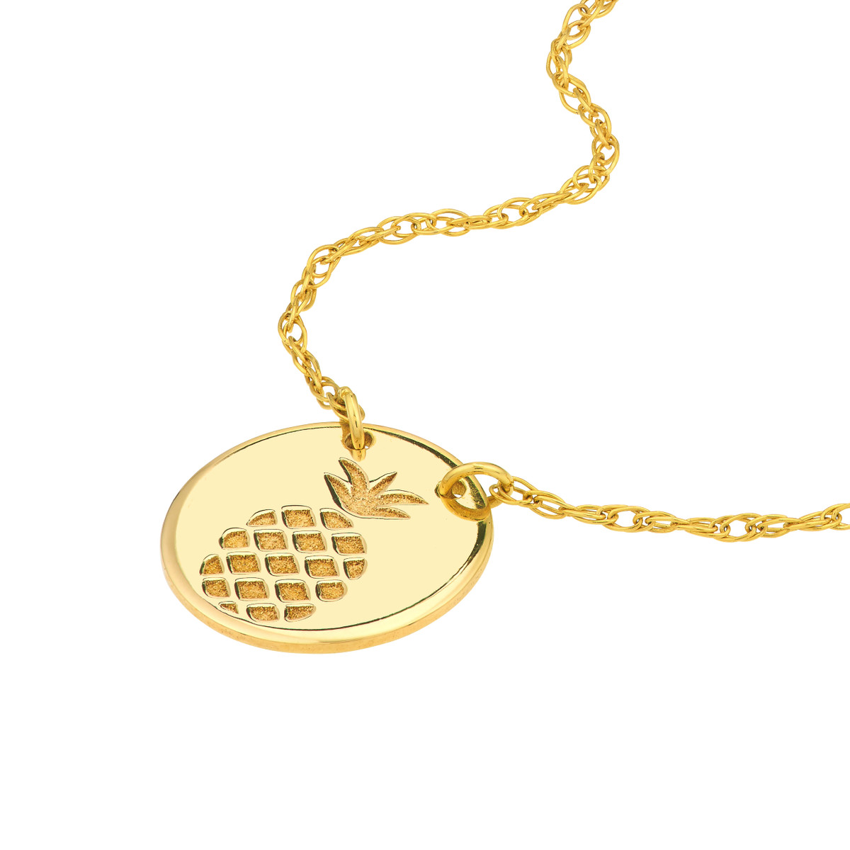Pineapple Disc Necklace - 14K Yellow Gold Adjustable - by Dazyle - Image 2
