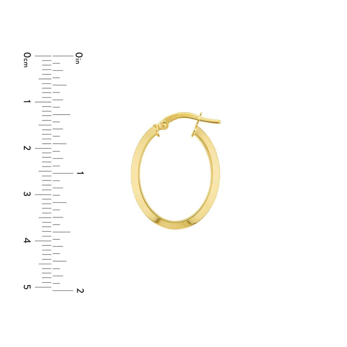 Sparkling Oval Hoops 14K Gold Hinge Closure Radiant Design Statement Earrings - 14K Yellow Gold - by Dazyle - Image 4