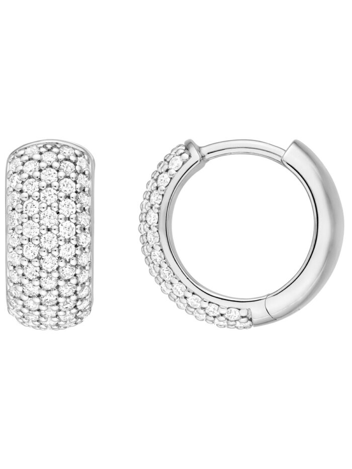 5 Row Diamond Pave Huggies (1/2tcw) - 14K White Gold - by Dazyle