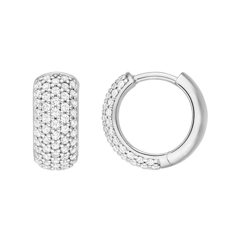 5 Row Diamond Pave Huggies (1/2tcw) - 14K White Gold - by Dazyle