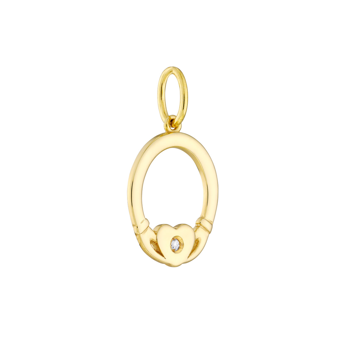 Mini Claddagh Charm with 1pt Diamond - 14K Yellow Gold - by Dazyle - Image 2